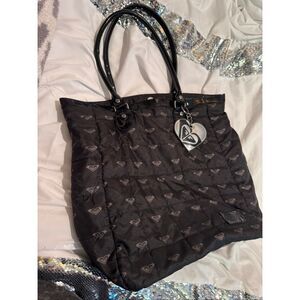 Vintage multi logo black weekender tote bag Roxy skate surf purse pocketbook